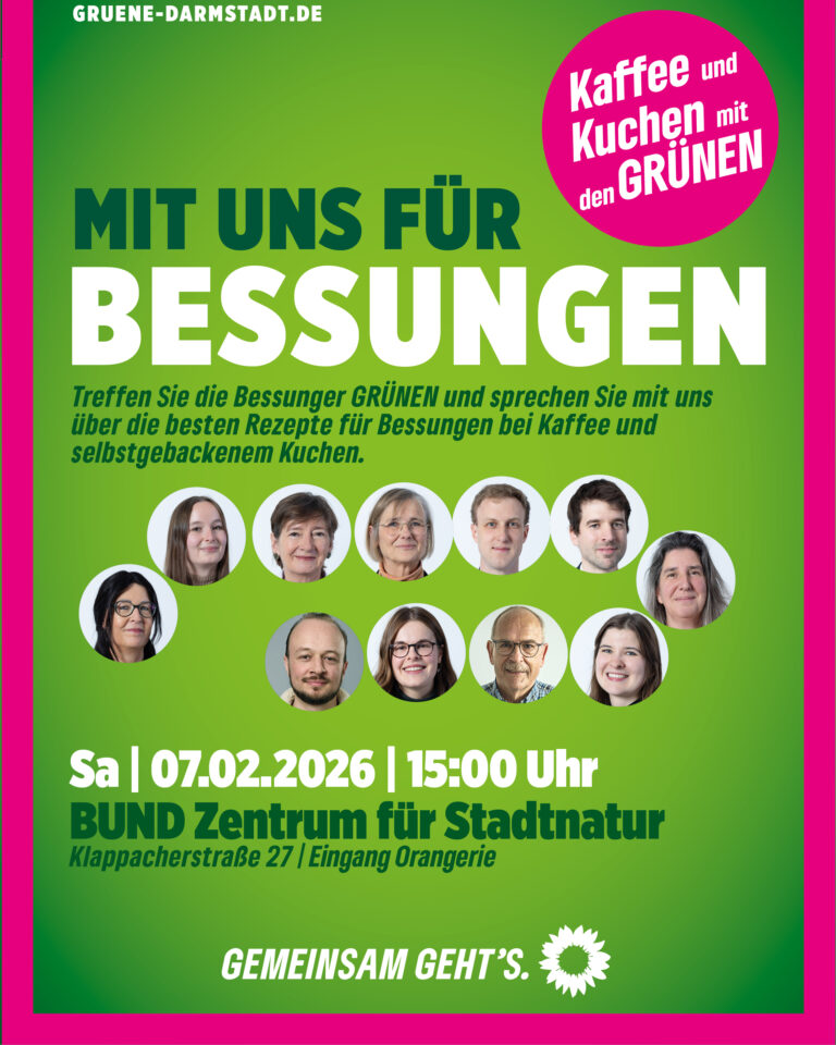 GRÜNE Bessungen laden zu Kaffee und selbstgebackenem Kuchen ein