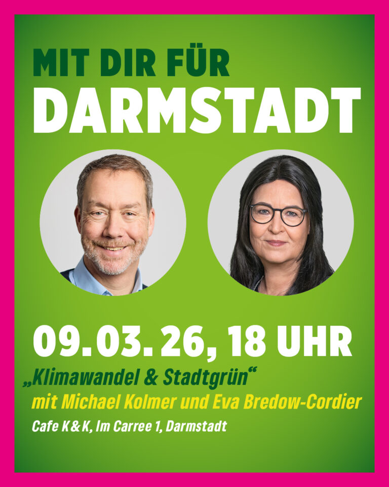 Grü­ne Darmstadt laden zur Diskussion über Klimawandel und Stadtgrün ein sowie zur Erfahrung der Klima-Wildnisfläche als Waldspaziergang